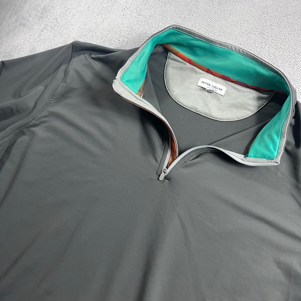 Peter Millar Perth Mens XXL Iron Grey 1/4 Zip Pullover HPE GreenLake ME0EK40